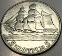 5 zł złotych 1936 Żaglowiec Żaglówka Statek SREBRO