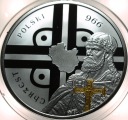 Kamerun 2500 franków 2016 Chrzest Polski 966 SREBRO