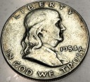 USA 1/2 dolara Half Dollar 1954 FRANKLIN Benjamin SREBRO