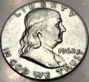 USA 1/2 dolara Half Dollar 1962 FRANKLIN Benjamin SREBRO