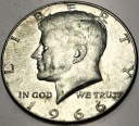 USA 1/2 dolara Half Dollar 1966 KENNEDY John F JFK SREBRO