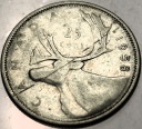 Kanada 25 centów 1958 Renifer Karibu Jeleń SREBRO