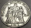Francja 5 franków 1875 A Herkules SREBRO
