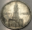 Niemcy 5 Marek Mark 1934 D DATA Kościół Garnizonowy wieża SREBRO