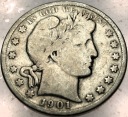 USA 1/2 dolara half dollar 1901 Barber SREBRO