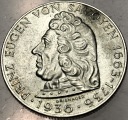 Austria 2 szylingi Schilling 1936 Eugeniusz Sabaudzki SREBRO
