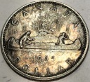 Kanada 1 Dolar Dollar 1965 Kanu Canoe SREBRO