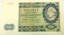 1940 500 zł Pięćset Złotych Seria A Góral (nr 1)