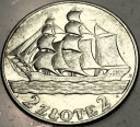 2 zł złote 1936 Żaglowiec Żaglówka Statek SREBRO