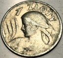 1 zł złoty 1925 Żniwiarka Kobieta i kłosy kropka Londyn SREBRO