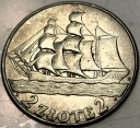 2 zł złote 1936 Żaglowiec Żaglówka Statek SREBRO
