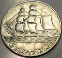 5 zł złotych 1936 Żaglowiec Żaglówka Statek SREBRO