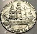 2 zł złote 1936 Żaglowiec Żaglówka Statek SREBRO