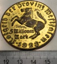 Niemcy 5 milionów marek Millionen Mark 1923 Westfalia koń notgeld medal
