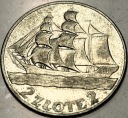 2 zł złote 1936 Żaglowiec Żaglówka Statek SREBRO