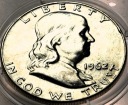 USA 1/2 dolara Half Dollar 1962 FRANKLIN Benjamin SREBRO