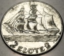 2 zł złote 1936 Żaglowiec Żaglówka Statek SREBRO