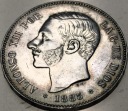 Hiszpania 5 peset pesetas 1885 Alfons XII SREBRO