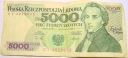 1988 5000 zł pięć tysięcy złotych CY 4825935 Fryderyk Chopin banknot
