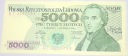 1988 5000 zł pięć tysięcy złotych Chopin banknot Seria DT