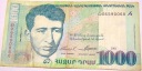 Armenia 1000 dramów 2001 Jeghisze Czarenca banknot