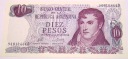 Argentyna 10 peso 1973-1974 Manuel Belgrano peso pey ARL banknot