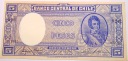 Chile 5 pesos chilijskich 1944 Bernardo OHiggins Riquelme CLP medio banknot