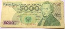 1988 5000 zł pięć tysięcy złotych Seria CU 5472580 Fryderyk Chopin banknot