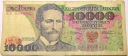 1988 10000 zł dziesięć tysięcy złotych Seria BR 0045422 Wyspiański 10.000