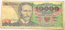 1988 10000 zł dziesięć tysięcy złotych Seria CL 1291432 Wyspiański 10.000