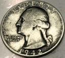 USA 25 centów quarter dollar 1942 Washington SREBRO