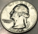 USA 25 centów quarter dollar 1945 Washington SREBRO