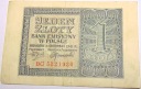 1941 1 zł jeden złoty Seria BC 5321930 Generalna Gubernia banknot