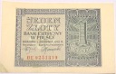 1941 1 zł jeden złoty Seria BE Generalna Gubernia banknot (nr 2)