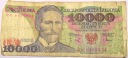 1988 10000 zł dziesięć tysięcy złotych Wyspiański banknot Seria DE
