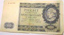 1940 500 zł Pięćset Złotych Seria A banknot Góral (nr 1)