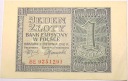 1941 1 zł Jeden Złoty, banknot seria BE (nr 1)