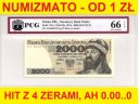 2000 zł, złotych 1979 seria AH 0600170 EPQ 66 UNC