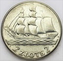 2 zł złote 1936 Żaglowiec Żaglówka Statek SREBRO