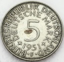 Niemcy 5 Marek, Mark 1951 SREBRO (1)