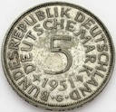 Niemcy 5 Marek, Mark 1951 SREBRO (2)