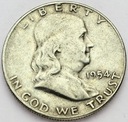 USA 1/2 dolara 1954 Dollar Franklin SREBRO (2)