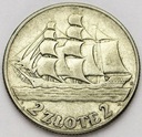 2 zł złote 1936 Żaglowiec Żaglówka Statek SREBRO