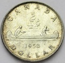 Kanada 1 dolar 1952 Canoe kanu SREBRO